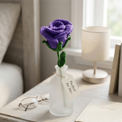 Handmade Crochet Bangalore Rose Purple Big Model Image