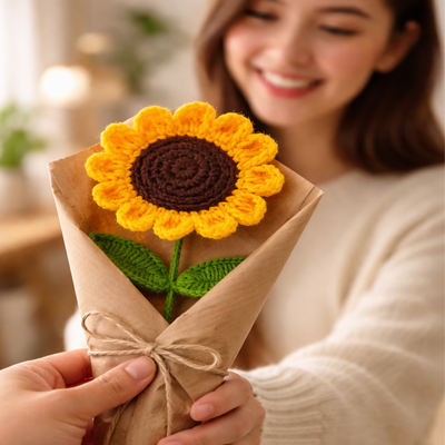 Handmade Crochet Sunflower Small Model View