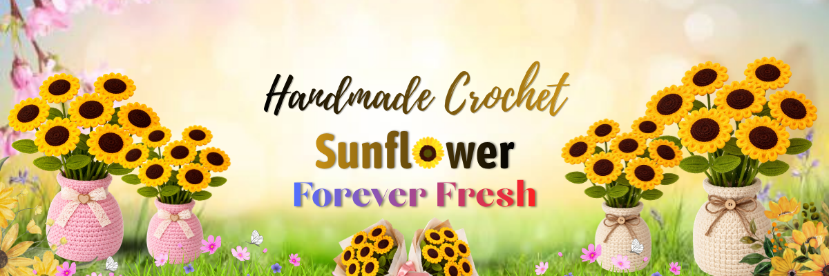 Handmade Crochet Sunflower Desktop Banner